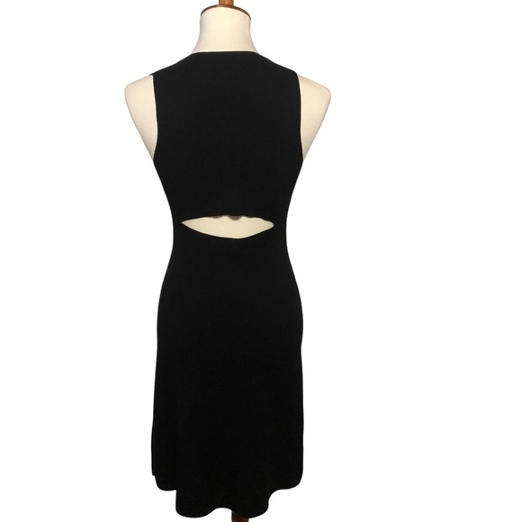 Ann Taylor Knit Stretch Dress Sz XSP Black Cut Out Back LBD Career Cocktail - Picture 3 of 11